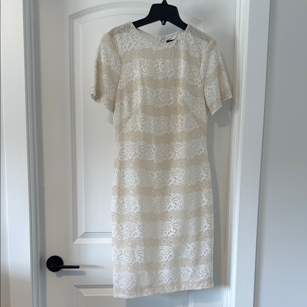 Lauren Ralph Lauren Cream Lace Midi Dress